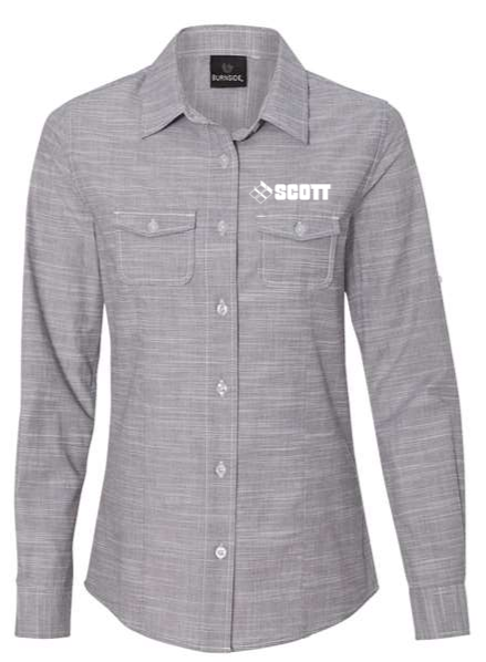 Women's Textured Solid Long Sleeve Shirt - SCOTT24