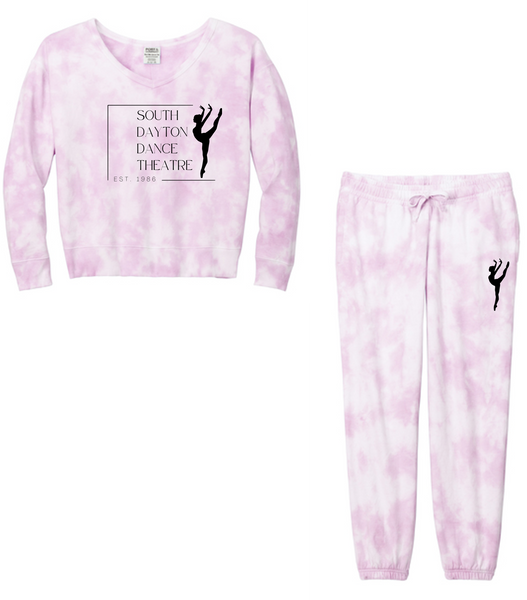 COMBO Ladies Beach Wash Cloud Tie-Dye Sweatshirt/Pant- SDDT23