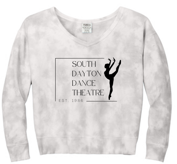 Ladies Beach Wash Cloud Tie-Dye V-Neck Sweatshirt SDDT23