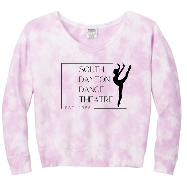 Ladies Beach Wash Cloud Tie-Dye V-Neck Sweatshirt SDDT23