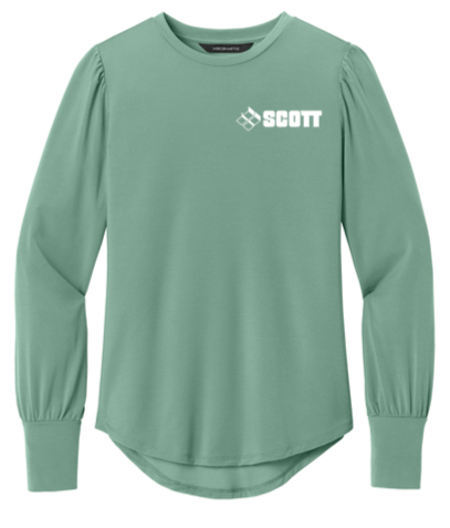 Mercer+Mettle® Women’s Stretch Jersey Long Sleeve Blouson Top - SCOTT25