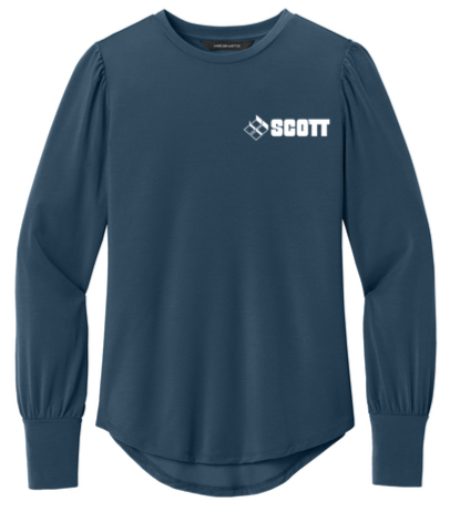 Mercer+Mettle® Women’s Stretch Jersey Long Sleeve Blouson Top - SCOTT25