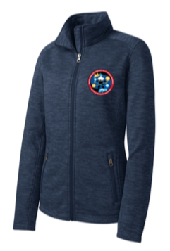Ladies Full Zip Stripe Fleece Jacket - GRILL