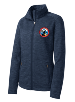 Ladies Full Zip Stripe Fleece Jacket - GRILL